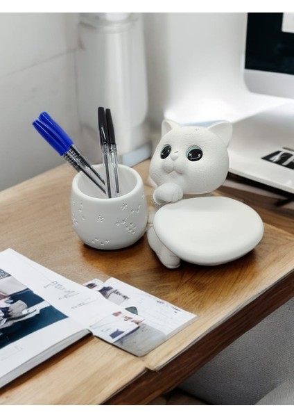 C10 Dekoratif Sevimli Kedicik Masaüstü Kalemlik