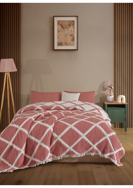 Çift Taraflı, Baklava Desenli, 5 Katlı, Dolgulu Müslin Battaniye, Yorgan, 220 x 240 cm