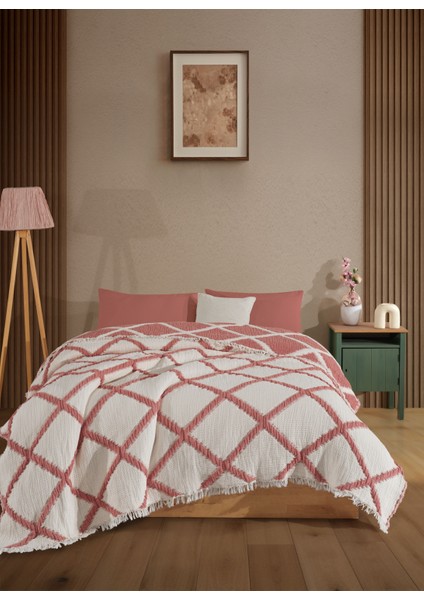 Çift Taraflı, Baklava Desenli, 5 Katlı, Dolgulu Müslin Battaniye, Yorgan, 220 x 240 cm fırsatları