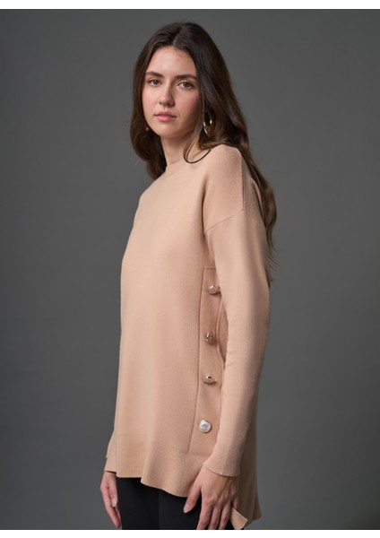 Bisiklet Yaka Düz Camel Kadın Tunik M1MZ1030240013 modelleri