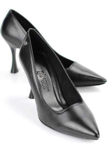 Jimena Esnek Yumuşak Kaymaz Taban (8 Cm) Siyah Cilt Kadın Topuklu Ayakkabı fiyatları