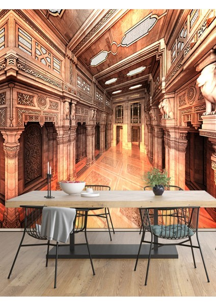 Saray Desenli Isı ve Ses Yalıtımlı Sağlıklı Tekstil Duvar Kağıdı