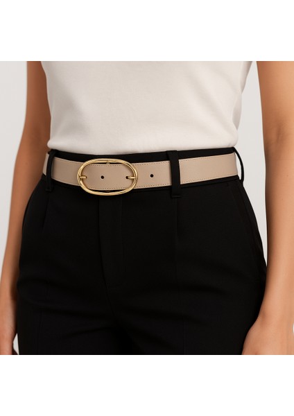 Oval Tokalı Deri Görünümlü Kadın Kemer fiyatları