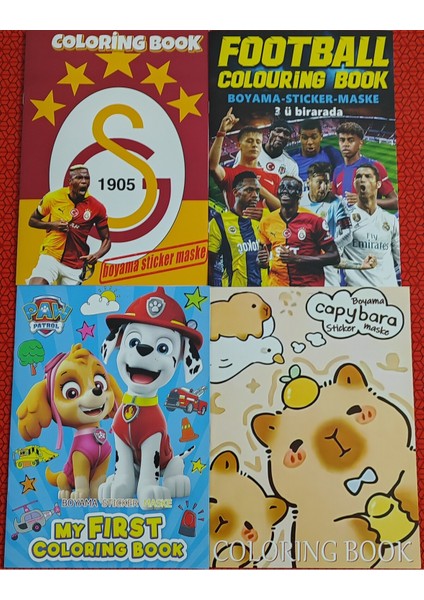 4 Adet Stickerli Boyama Kitabı (Taraftargs/futbol/paw Patrol/capybara) AD555001