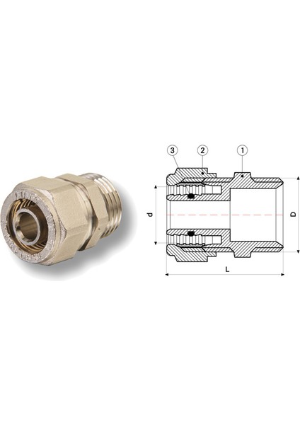 Dış Dişli Pex Rakor 16MMX1/2"