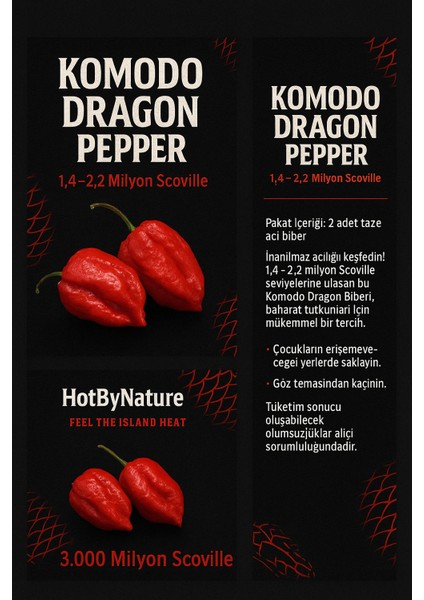 Komodo Dragon Pepper / 1,4 – 2,2 Milyon Scoville - Gerçek Taze Acı Biber