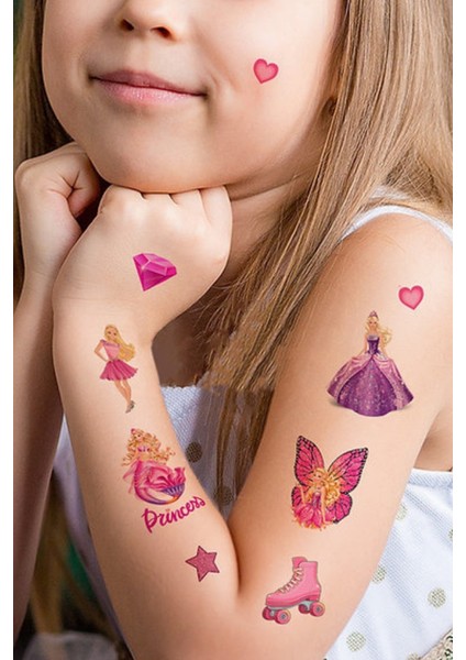 Pembe Prenses Temalı Kız Çocuk Dövme Set fiyatları