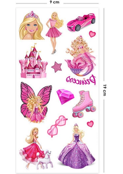 Pembe Prenses Temalı Kız Çocuk Dövme Set modelleri