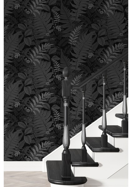 Siyah Tropik Yapraklar 3 Boyutlu Isı ve Ses Yalıtımlı Duvar Kağıdı modelleri
