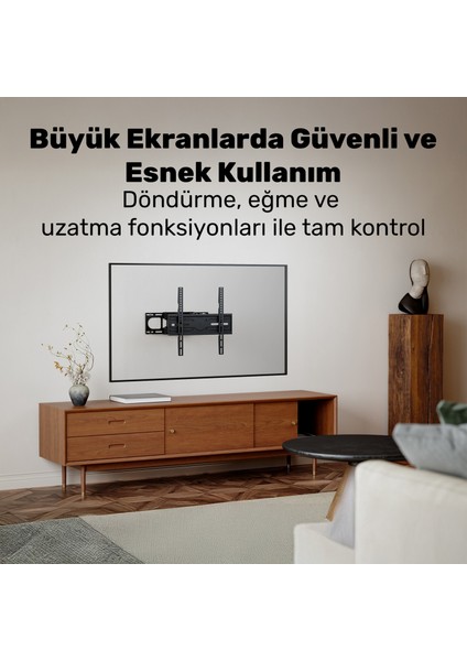 STD85446 32"-75" Curved Tv Uyumlu Tam Hareketli Dönebilen Vesa Tv Duvar Askı Aparatı fiyatları
