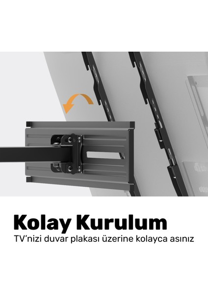 STD85446 32"-75" Curved Tv Uyumlu Tam Hareketli Dönebilen Vesa Tv Duvar Askı Aparatı indirimleri