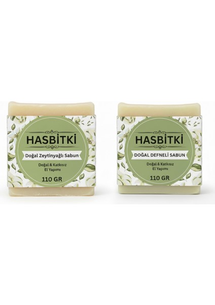 2’li Set – Zeytinyağlı & Defne Katı Sabun 2×110–120 G – El Yapımı, Doğal, Bitkisel –