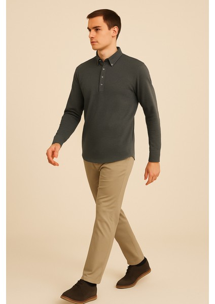 Erkek Yarım Pat Düğmeli Gömlek