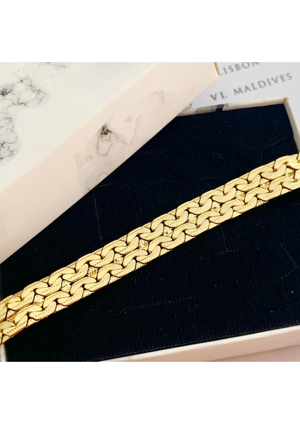 Midyat Bileklik Yöresel Ezme Zincir Bileklik Kararmaz Xuping 14 Ayar Gold 18CM modelleri