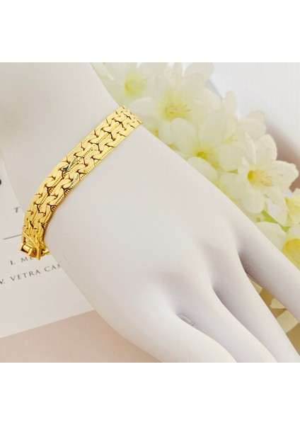 Midyat Bileklik Yöresel Ezme Zincir Bileklik Kararmaz Xuping 14 Ayar Gold 18CM fırsatları