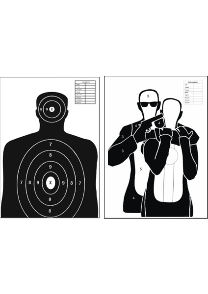 Taktik Hedef Karma Paket 111-104 (20 Adet) 64X90CM (Büyük Boy) Poligon Atış Hedef Kağıdı
