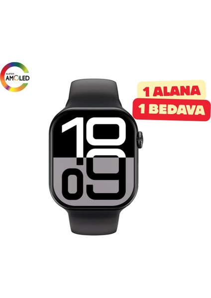 Watch 10 Series Akıllı Saat (2025 Versiyon 2 Kordon Hediyeli)