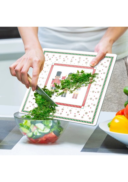 Cam Kesme Tahtası ve Sunumluk Kare Yılbaşı Fındıkkıran Desenli 30X30 cm indirimleri