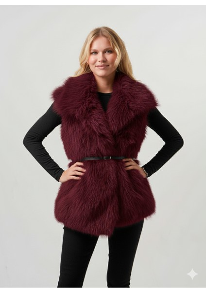 Lıa Kadın Kürk Yelek Kadın Kemerli Kürk Yelek