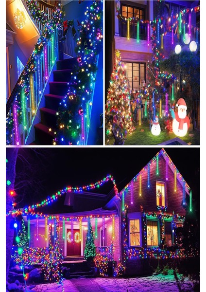 Güneş Enerjili Solar Meteor Kayan LED 8 Tüp Ağaç Bahçe Aydınlatma Rgb modelleri