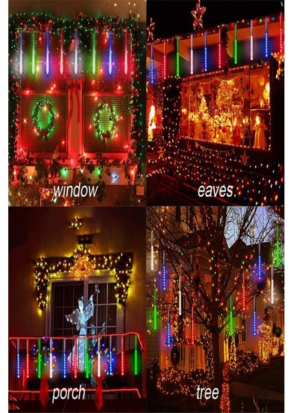 Güneş Enerjili Solar Meteor Kayan LED 8 Tüp Ağaç Bahçe Aydınlatma Rgb