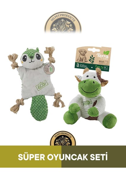 Terra Eco Ella Puppy (Inek)-Pip Puppy (Sincap) Köpek Oyuncağı 2'li Set
