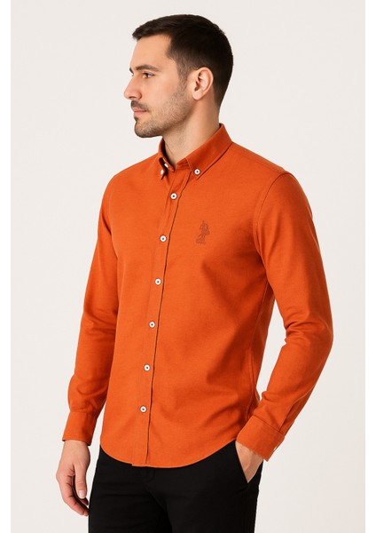 Erkek Kiremit Rengi Keten Gömlek fiyatları