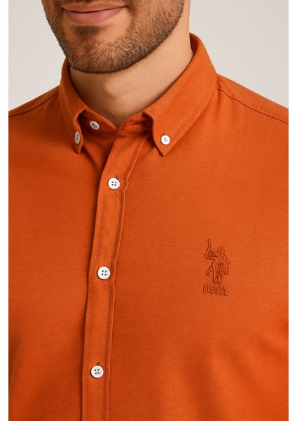 Erkek Kiremit Rengi Keten Gömlek fırsatları