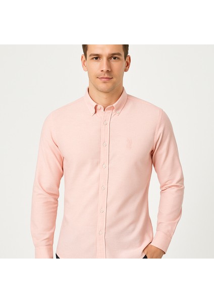 Erkek Pudra Pembesi Keten Gömlek