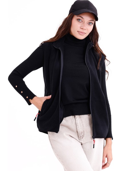 Kadın Slim Fit Tam Fermuarlı Polar Yelek modelleri