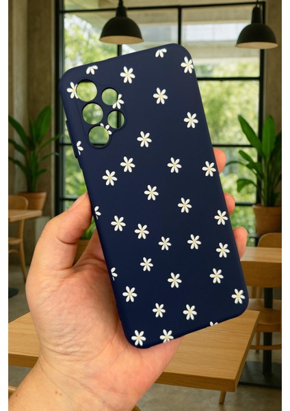 Samsung Galaxy A13 Uyumlu Mini Papatya Desenli Silikon Darbe Emici Klasik Korumalı Rubber Kılıf