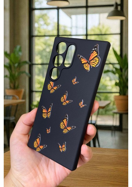 Samsung Galaxy S22ULTRA -Turuncu Kelebek Desenli Silikon Darbe Emici Klasik Korumalı Rubber Kılıf fırsatları