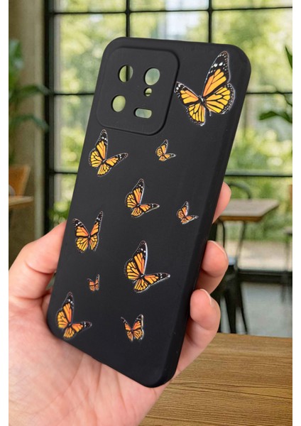 Xiaomi Mi 13 Uyumlu Turuncu Kelebek Desenli Silikon Darbe Emici Klasik Korumalı Rubber Kılıf fırsatları