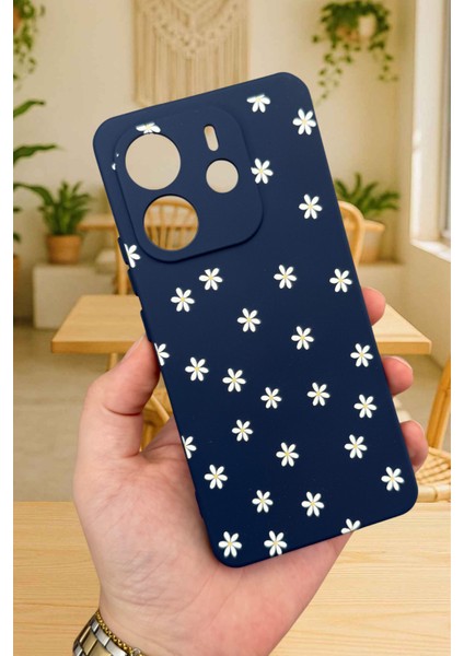 Xiaomi Redmi Note 14 - Mini Papatya Desenli Silikon Darbe Emici Klasik Korumalı Rubber Kılıf