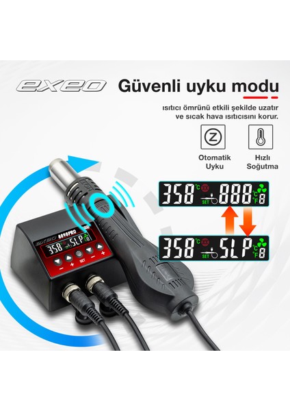 8898 Pro Havya Sıcak Hava Üflemeli Havya Istasyonu Lehim Makinesi modelleri