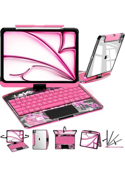 Naidun ipad Pro 12.9 Inç ile Uyumlu Geliştirilmiş 360° Dönebilen Klavye