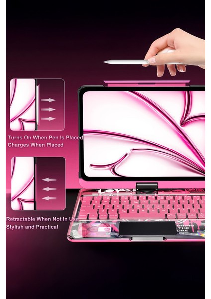 Naidun ipad Pro 12.9 Inç ile Uyumlu Geliştirilmiş 360° Dönebilen Klavye fırsatları