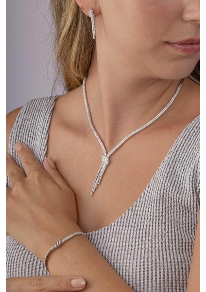 Su Yolu Kemerli 925 Ayar Gümüş Düğün Set