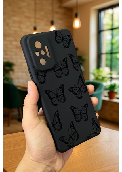 Xiaomi Redmi Note 1o Pro Siyah Kelebek Desenli Silikon Darbe Emici Klasik Korumalı Rubber Kılıf modelleri