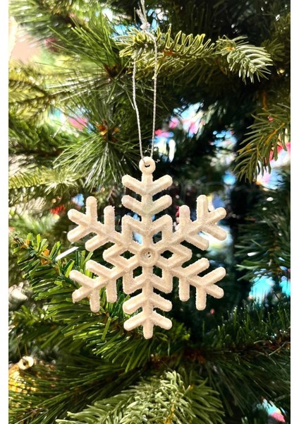 3'lü Yılbaşı Ağacı Simli Kar Tanesi Süs Beyaz 8 cm fiyatları