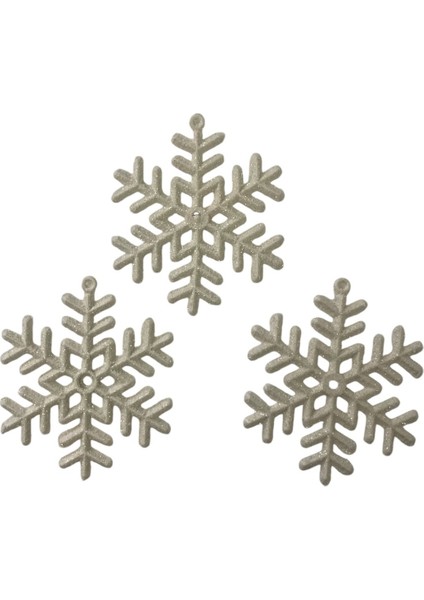 3'lü Yılbaşı Ağacı Simli Kar Tanesi Süs Beyaz 8 cm fırsatları