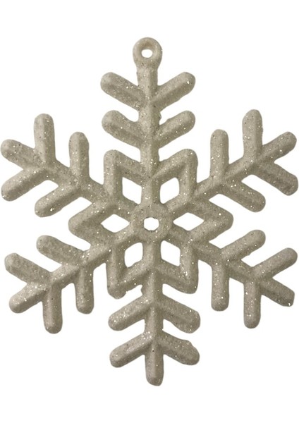 3'lü Yılbaşı Ağacı Simli Kar Tanesi Süs Beyaz 8 cm indirimleri