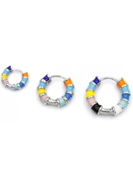 Ieg 3'lü Renkli Halka Küpe - Gümüş fiyatları