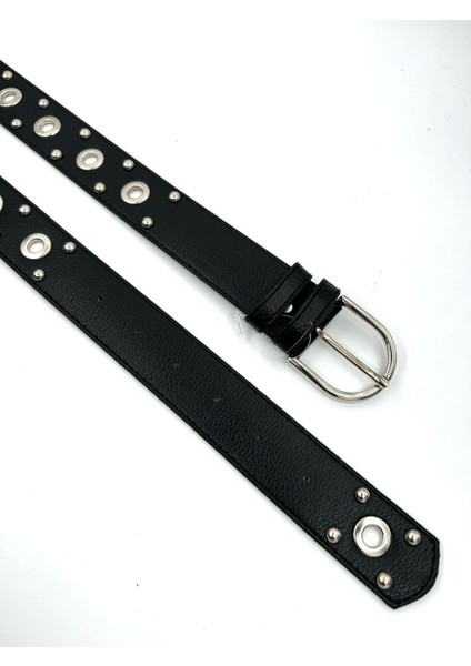 Kadın Siyah Zımbalı Suni Deri Kemer – Aksesuarlı Trend Model modelleri