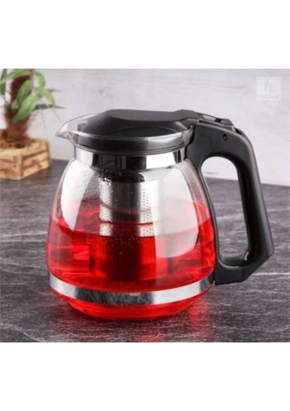 Isıya Dayanıklı Cam Demlik – 1500 Ml, Paslanmaz Çelik Süzgeçli