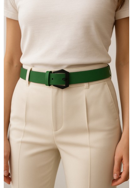 Kadın Dokulu Siyah Tokalı Deri Görünümlü Kemer fiyatları