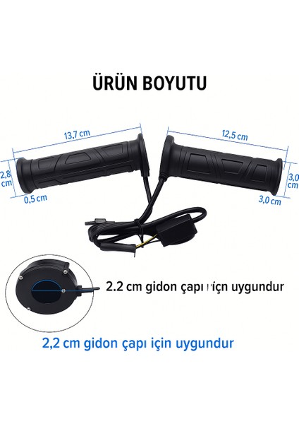 Isıtmalı Motosiklet Elcik – Sensörlü, Su Geçirmez, 2.2 cm Gidon Uyumlu Kauçuk Isıtıcı El Tutacağı fırsatları