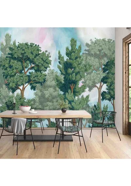 Vintage Orman Desenli Isı ve Ses Yalıtımlı Tekstil Duvar Kağıdı