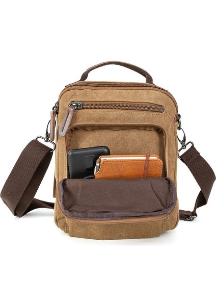 Kanvas El Omuz Çantası Ile Pratik Kullanım Kahverengi