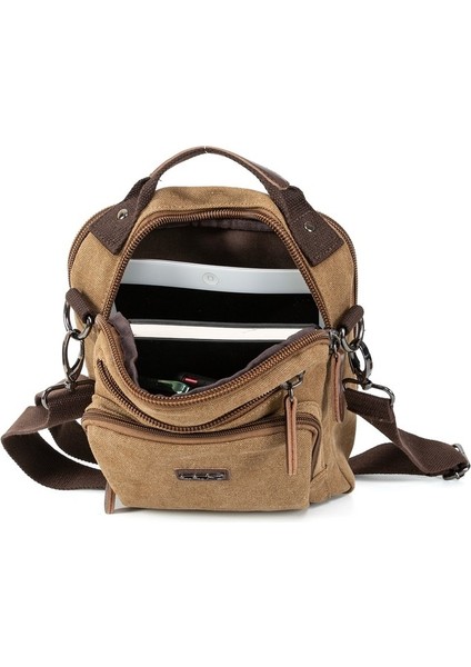 Kanvas El Omuz Çantası Ile Pratik Kullanım Kahverengi